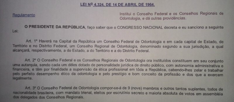 REFORMA DA LEI QUE INSTITUI OS CONSELHOS DE ODONTOLOGIA – REFLEXOS NO EXERCÍCIO DA ODONTOLOGIA